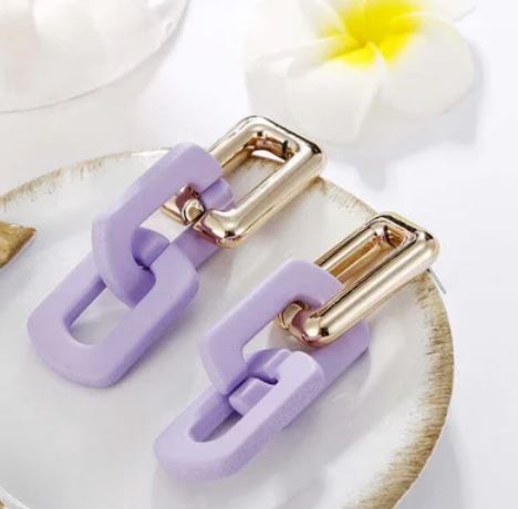 Vienna Purple Chain Link Earrings